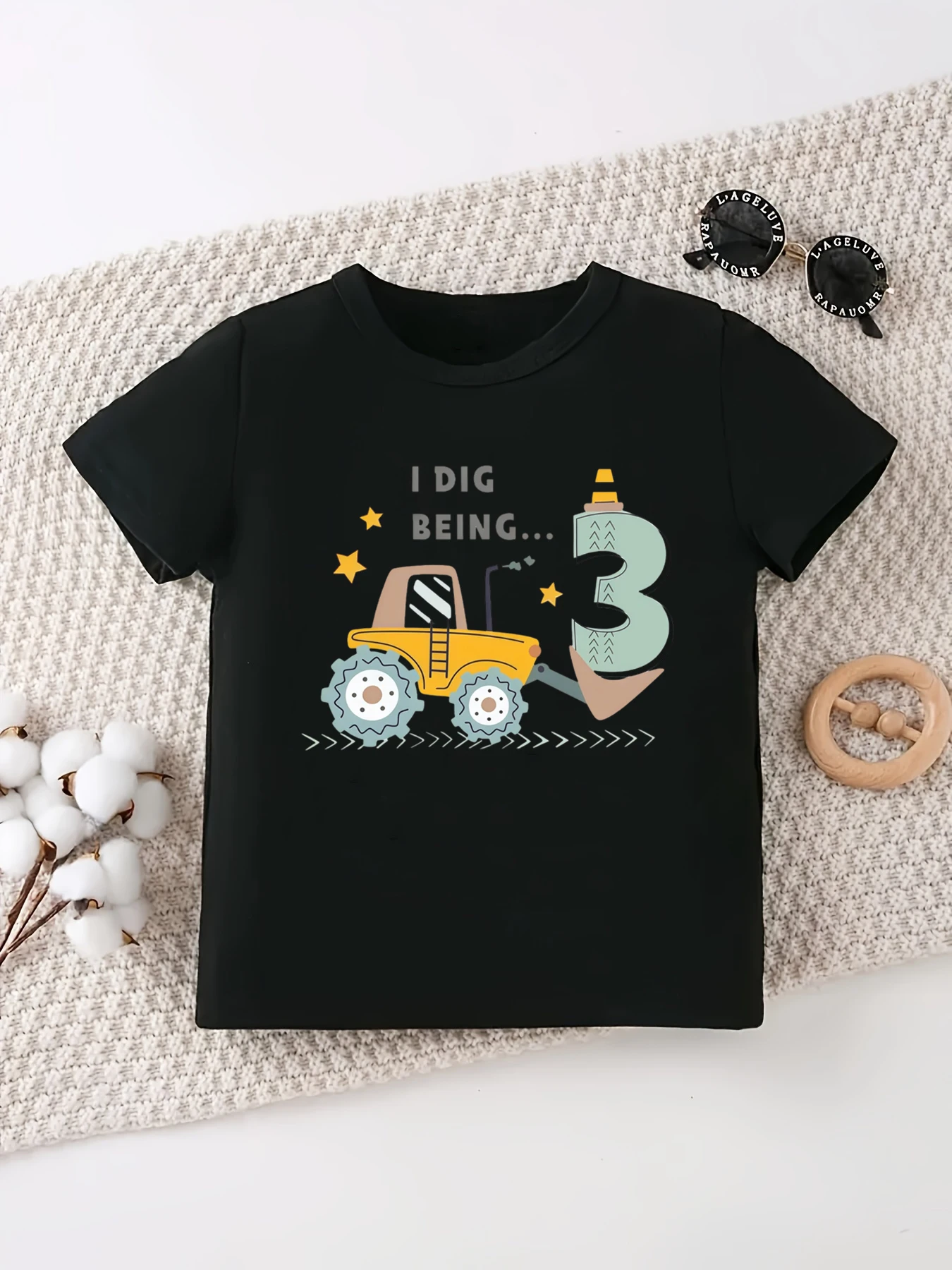 Camiseta de niño I Dig Being excavadora 3rd manga corta verano - imagen 2