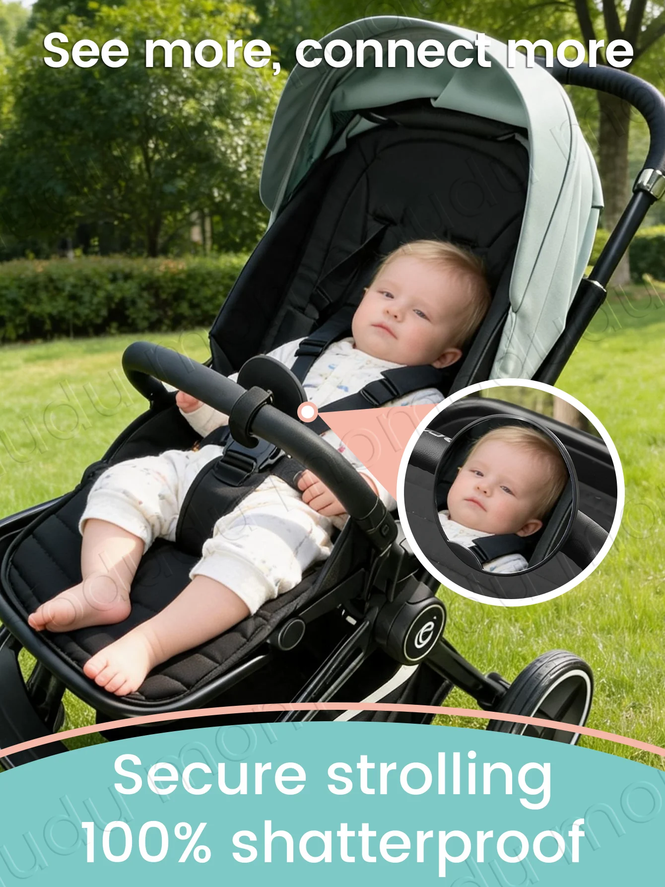 Espejo para carrito bebé irrompible con correa de sujeción - imagen 4