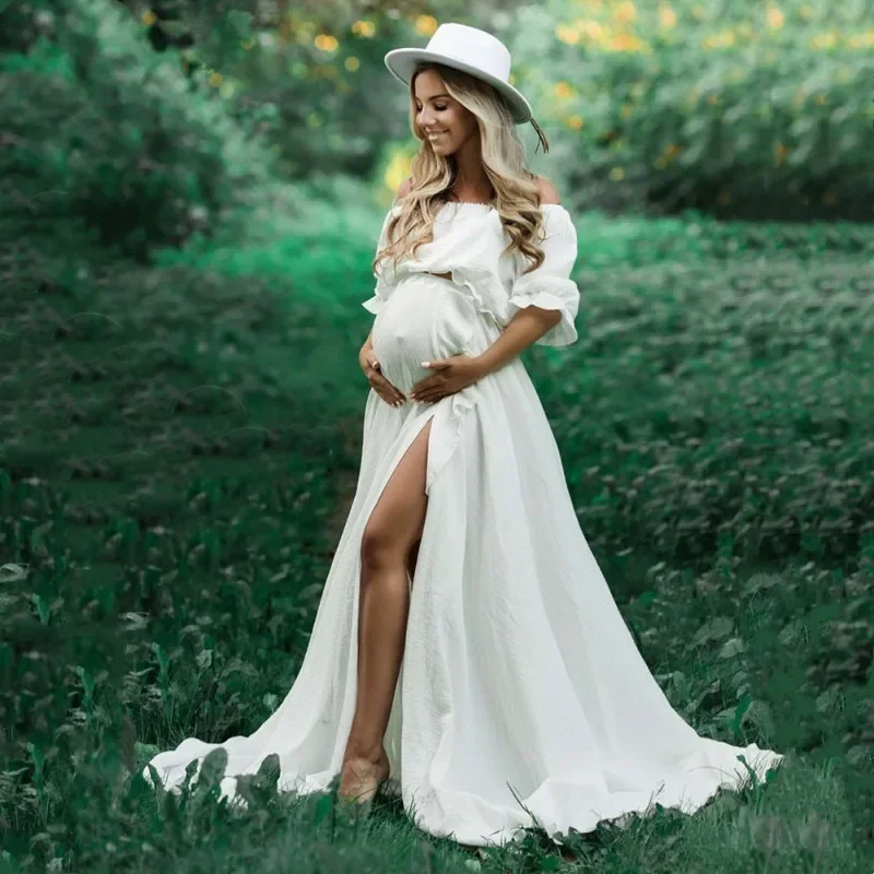 Vestido premamá de algodón para sesión de fotos y celebraciones