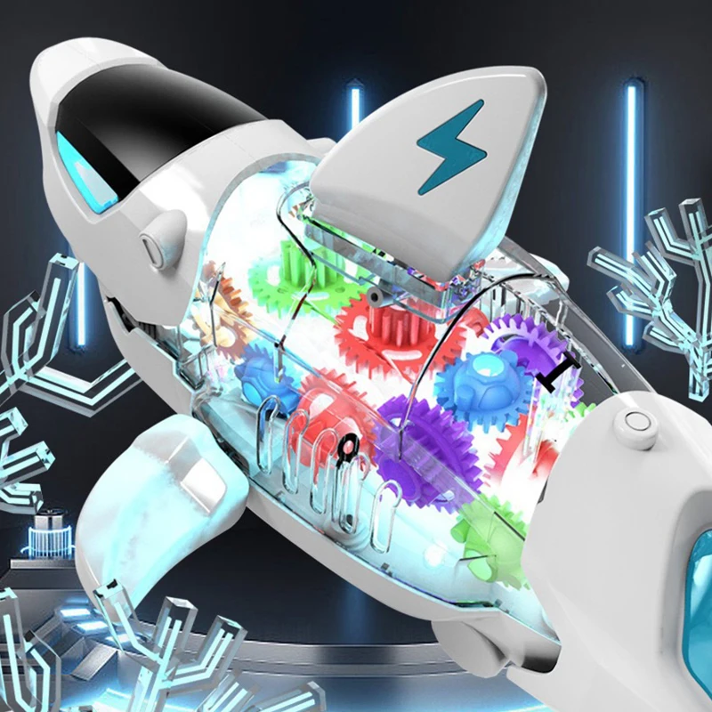 Coche eléctrico de tiburón con giro, luces LED y sonido - imagen 4