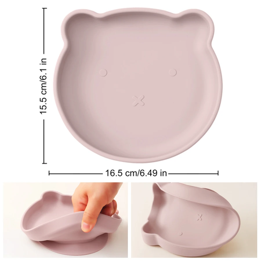Plato de silicona antideslizante para bebés – Oso sin BPA - imagen 2