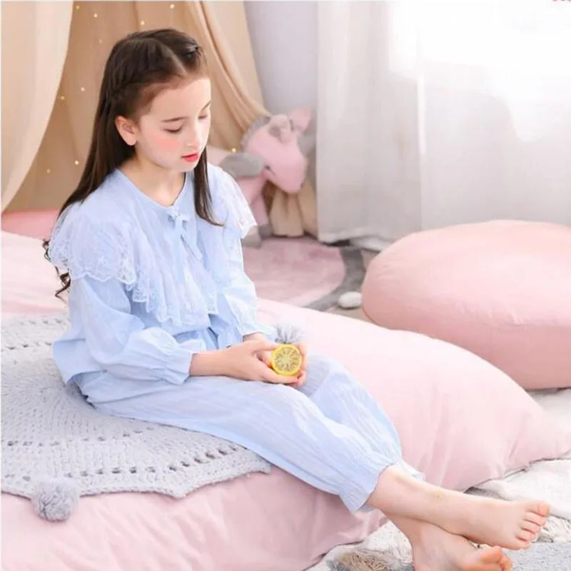 Pijamas lino algodón manga larga para niña – Ropa hogar suave - imagen 4