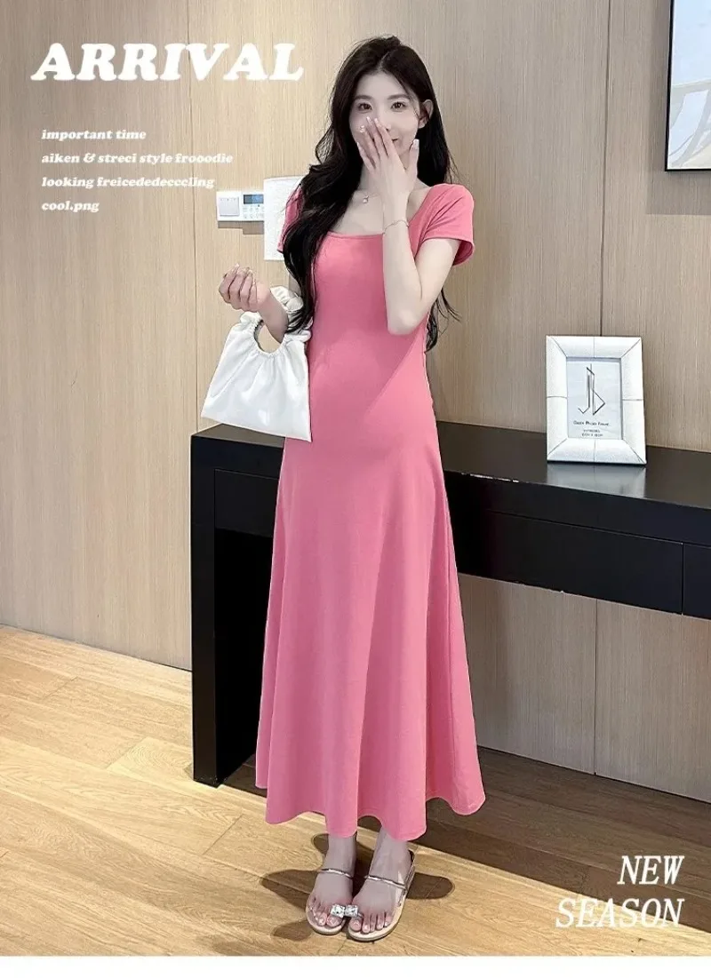 Vestido de maternidad estilo coreano, longitud mi-longue