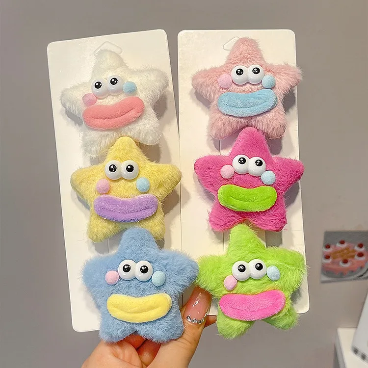 Horquilla de felpa infantil con clip lateral y cara sonriente - imagen 2