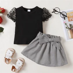 Conjunto niña verano: blusa y falda a cuadros
