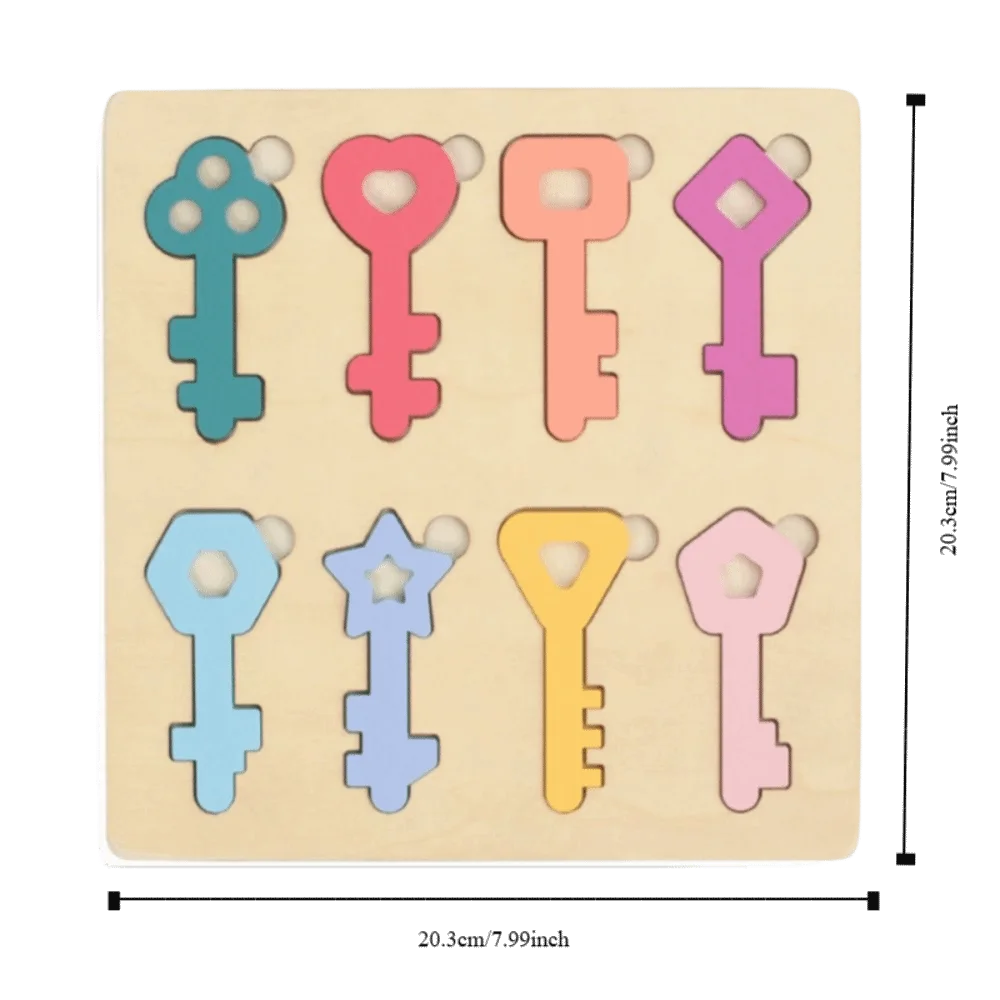 Cerraduras de madera Montessori con llaves y formas educativas - imagen 5