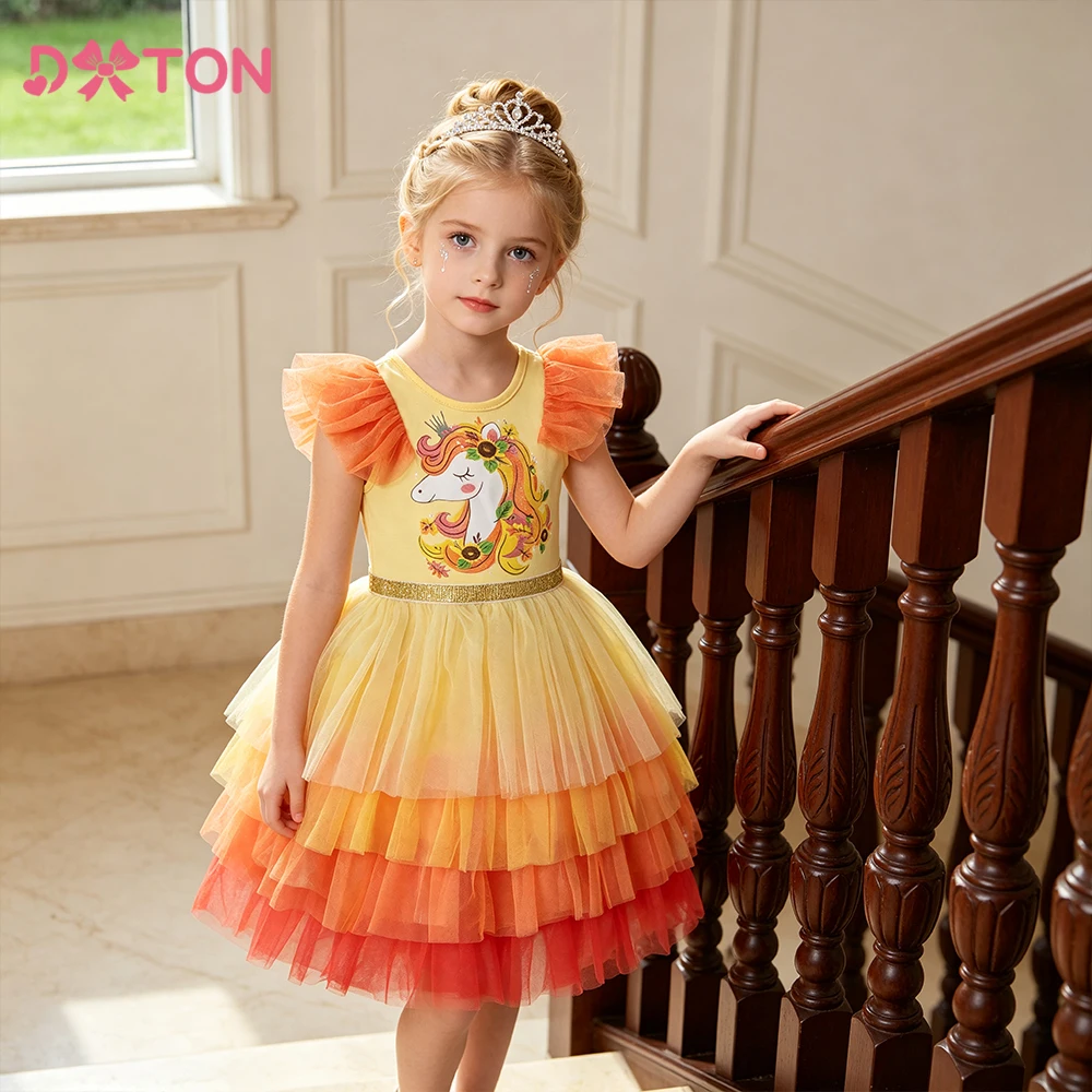DXTON vestido princesa verano tul elegante para niña - imagen 4