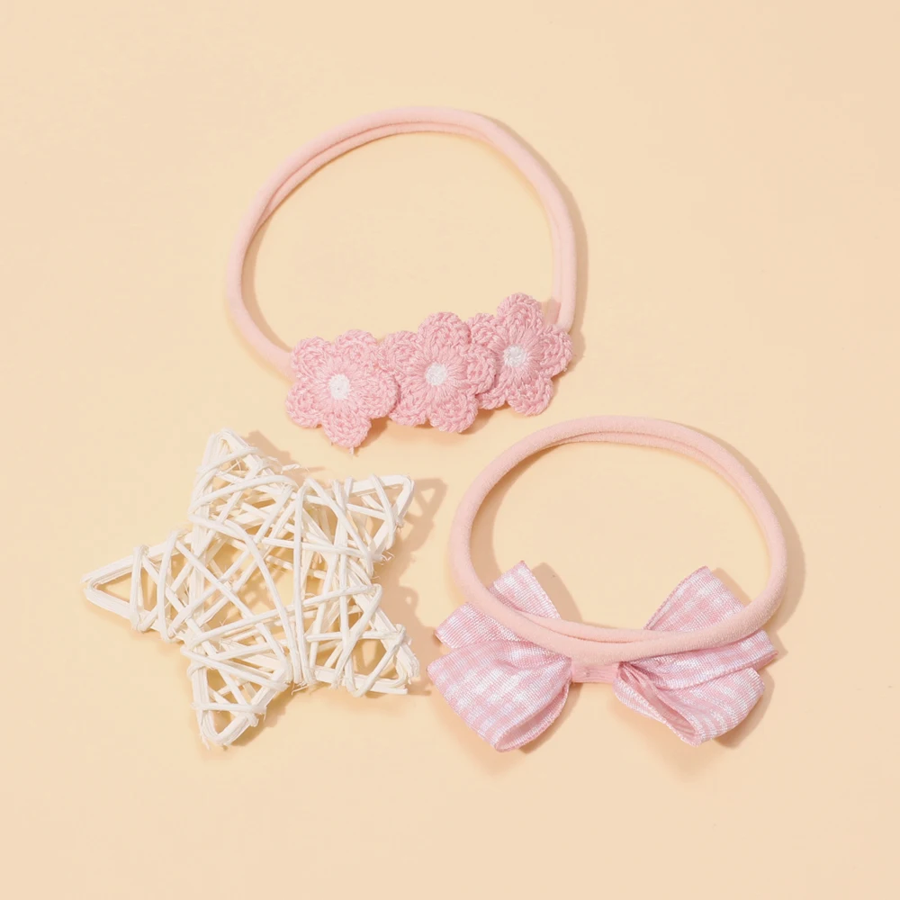 Diadema bebé princesa rosa con lazo de cinta elástico - imagen 2