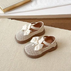 Zapatos de princesa para niñas con lazo retro antideslizantes suaves