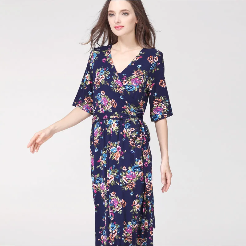 Vestido de lactancia estampado para fiesta posparto con cuello V - imagen 2