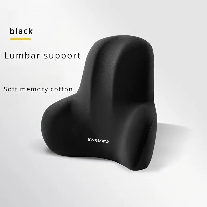 Almohada lumbar viscoelástica para coche y oficina – gris y negro - imagen 2