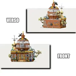 Set bloques de construcción steampunk tienda mágica con luz urbana
