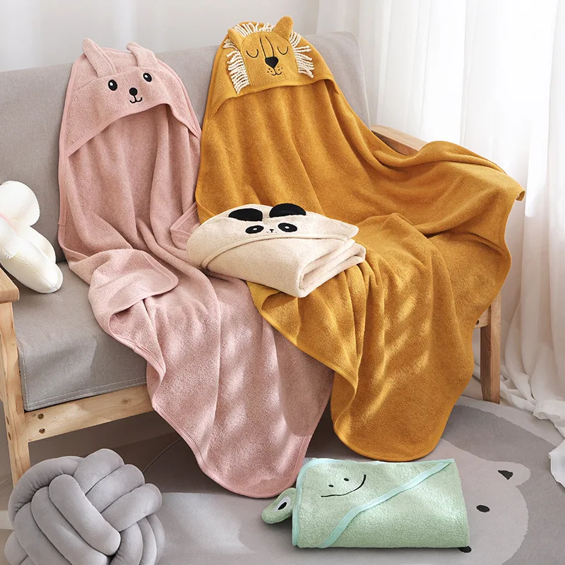 Lindo poncho de baño con capucha felpa antibolitas algodón para bebé - imagen 2