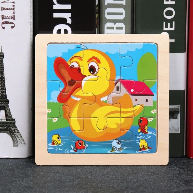 Detalle de las piezas del puzzle infantil de madera