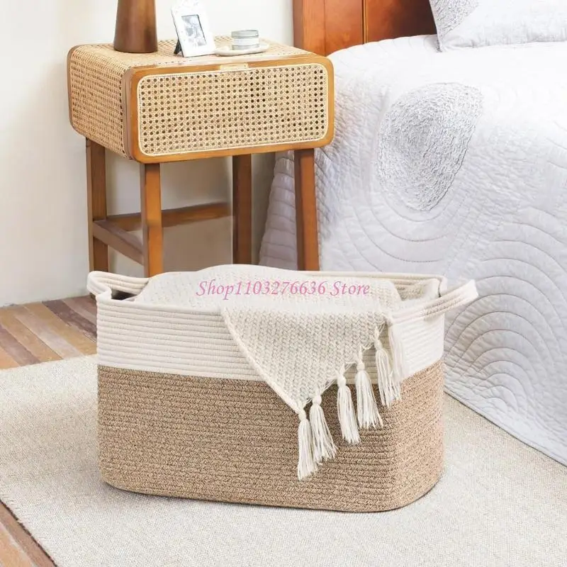Cesta de almacenamiento de tejido decorativa para estantes