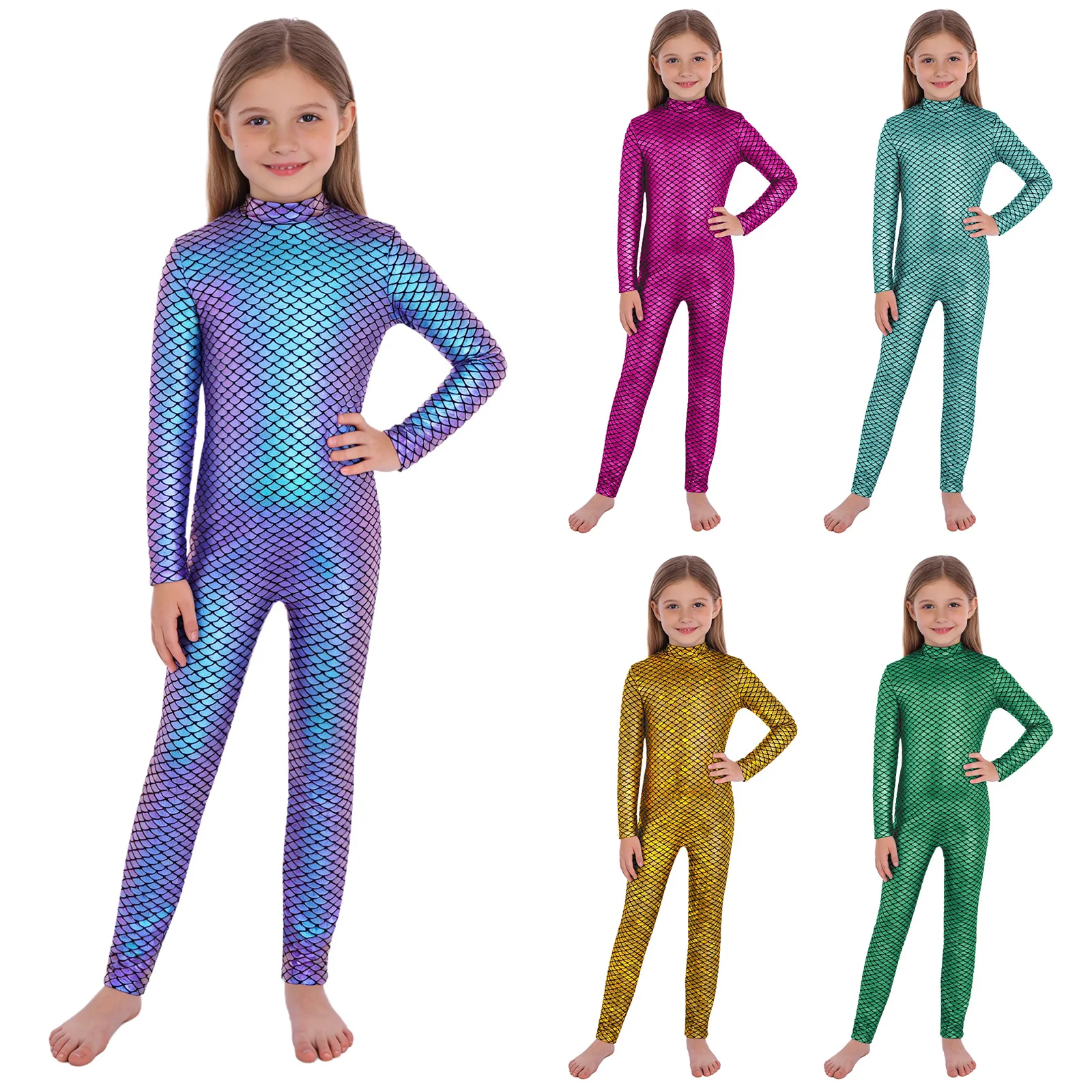 Maillot de ballet sirena con escamas metálicas para niña - imagen 5