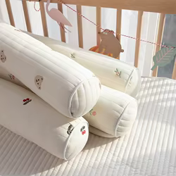 Almohada para bebé recién nacido de algodón suave con osito bordado