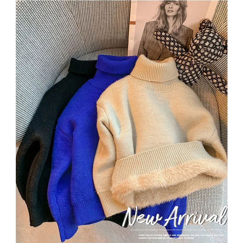 Suéter cuello alto lana cálida para niños, abrigo invierno - imagen 3