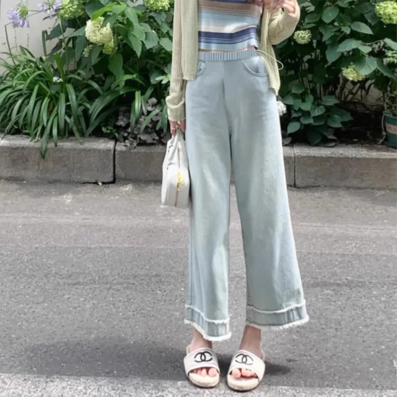 Vaqueros premamá de pierna ancha azul vintage para mujer - imagen 5