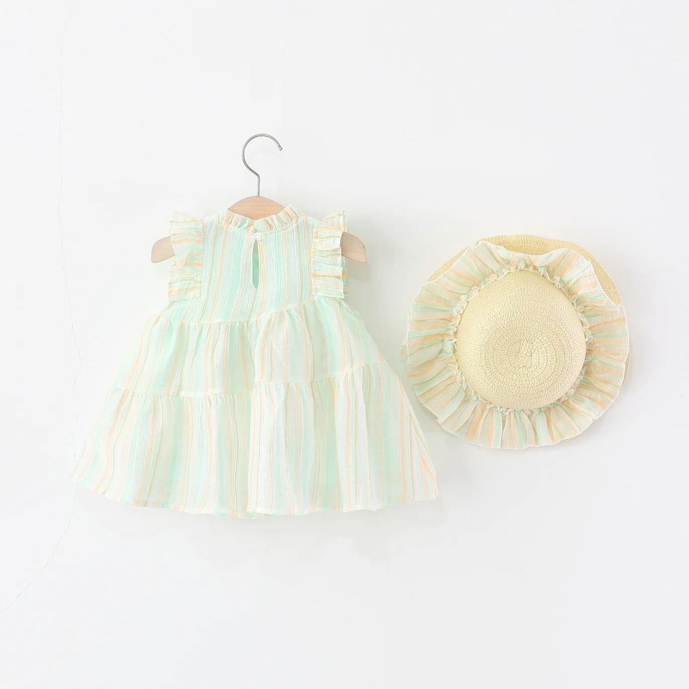 Conjunto de verano para niñas estilo coreano con vestido y sombrero - imagen 2