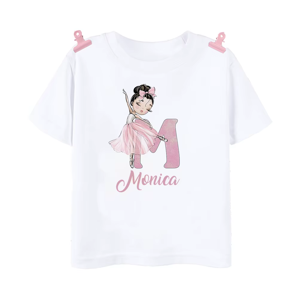 Camiseta personalizada bailarina para niña – Estampado ballet con nombre - imagen 3