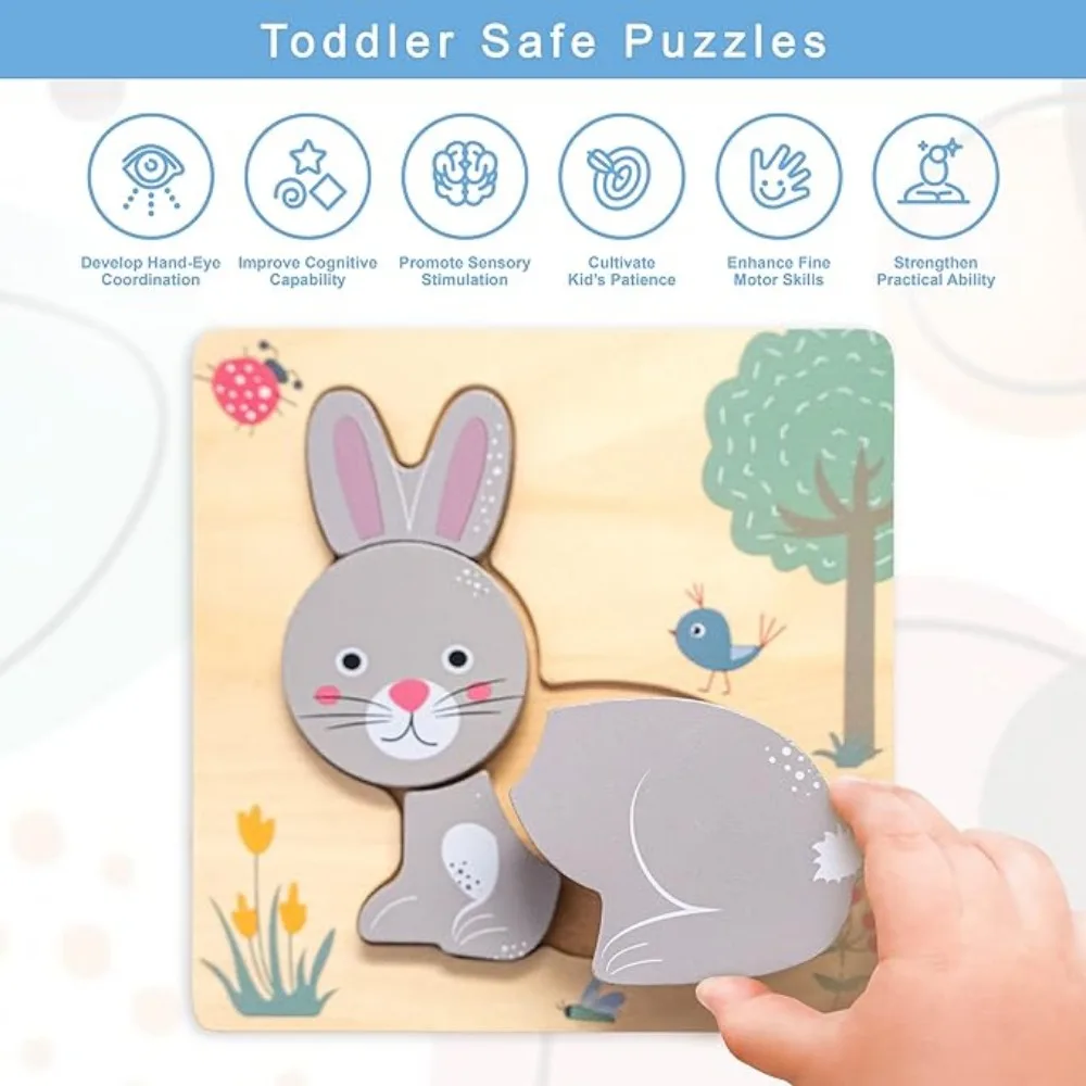 Rompecabezas 3D de madera con animales para niños - Educativo - imagen 3