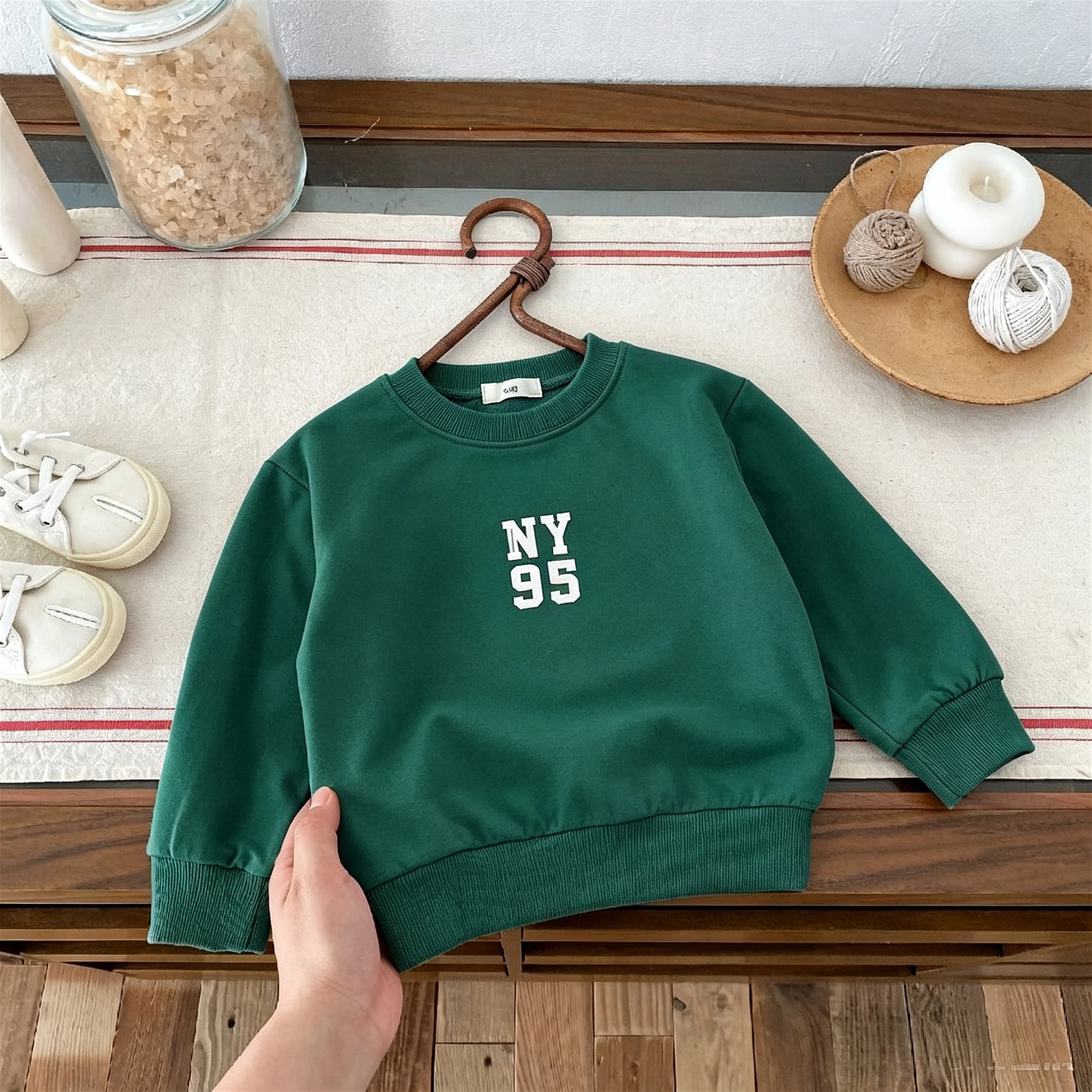 Sudadera con capucha de algodón para niños estampado otoñal