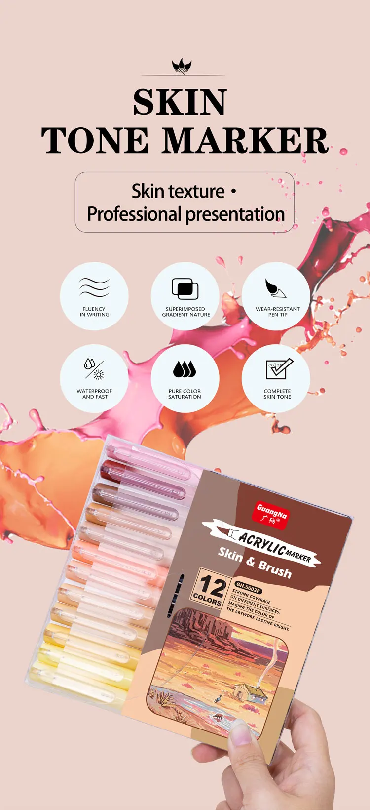 Kit de 12 rotuladores de tonos de piel multicolores