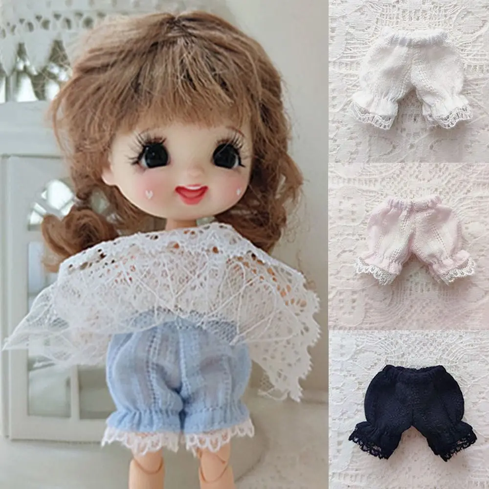 Pantalones cortos de encaje color caramelo para muñeca OB11