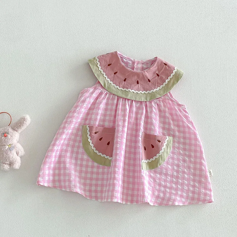 Vestido de verano sin mangas para bebé con estampado de sandía - imagen 4