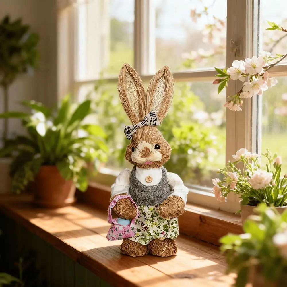 Conejo de Pascua tejido artesanal estilo rústico retro - imagen 2