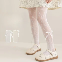 Pantimedias finas de malla con lazo para niña, verano