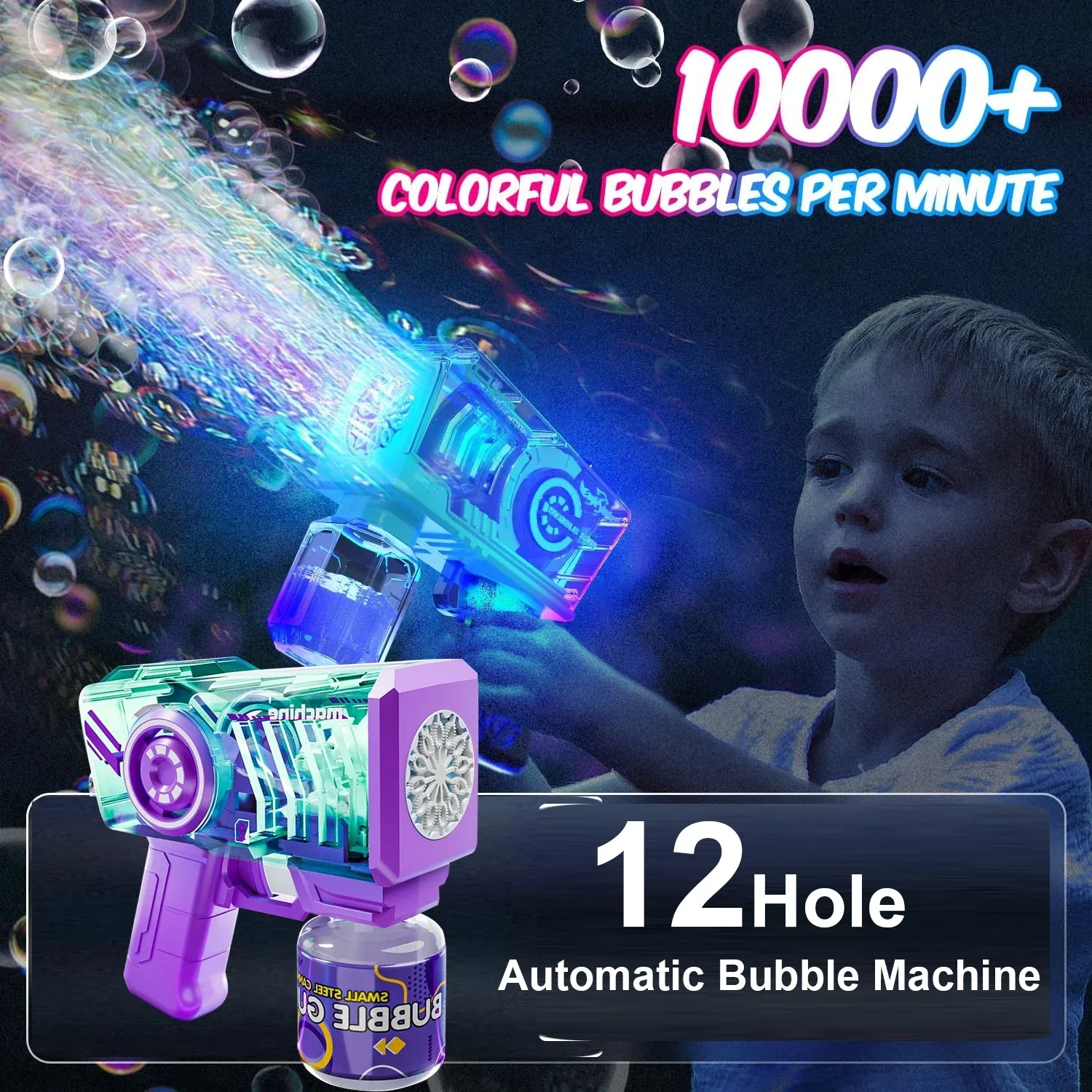 Máquina de burbujas automática para niños con luz fría y pulverizador - imagen 2
