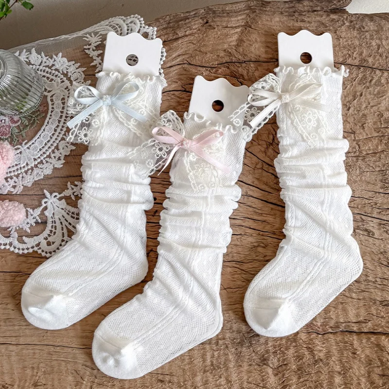 Calcetines de media caña finos para niña estilo Lolita con lazo - imagen 5