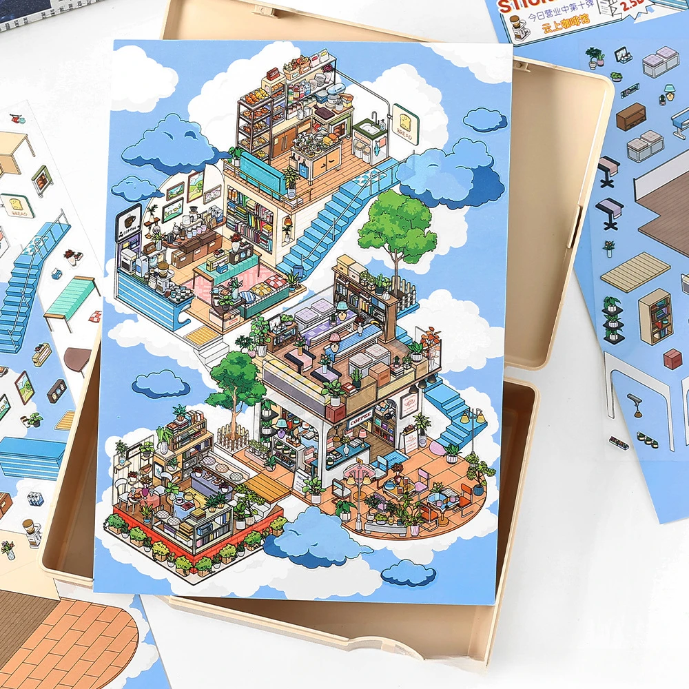 Pegatinas 2.5D para casas en miniatura temática Abierto negocios - imagen 4