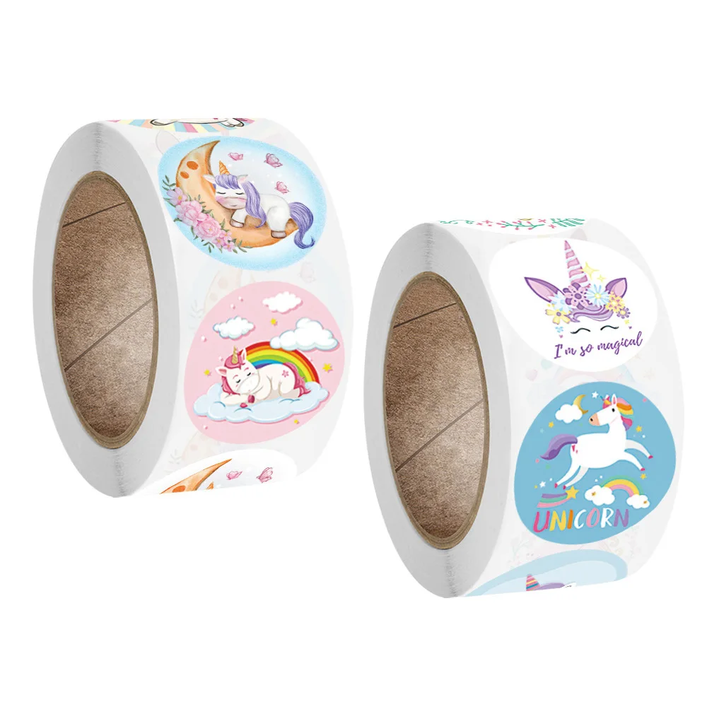 Pegatinas decorativas con diseños de unicornios y animales multicolores