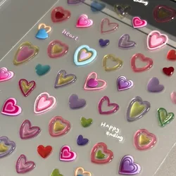 Pegatinas 3D de corazón rosa y colores para niñas, gelatina