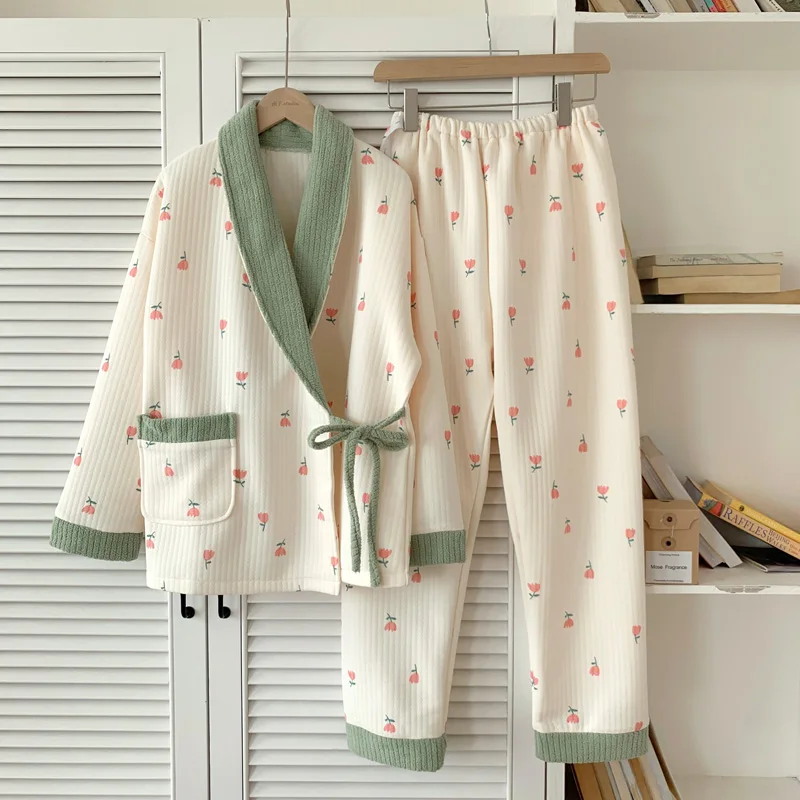 Pijamas maternidad acolchados algodón – Tallas grandes otoño invierno - imagen 3