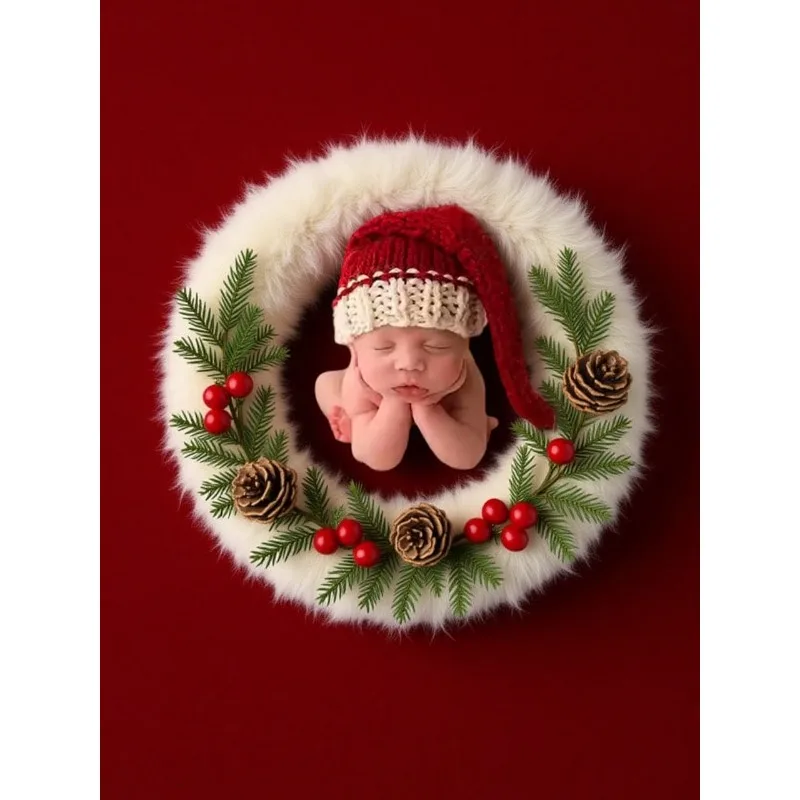 Gorro navideño rojo con motivo de Papá Noel para bebé