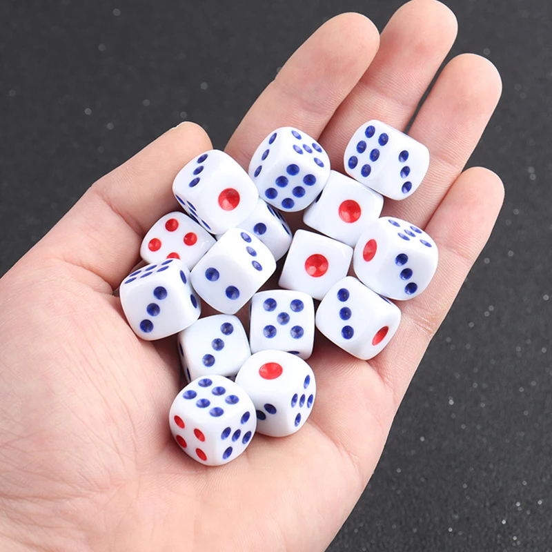 Dados de juego rojos y azules para partidas en mesa con fiesta - imagen 2