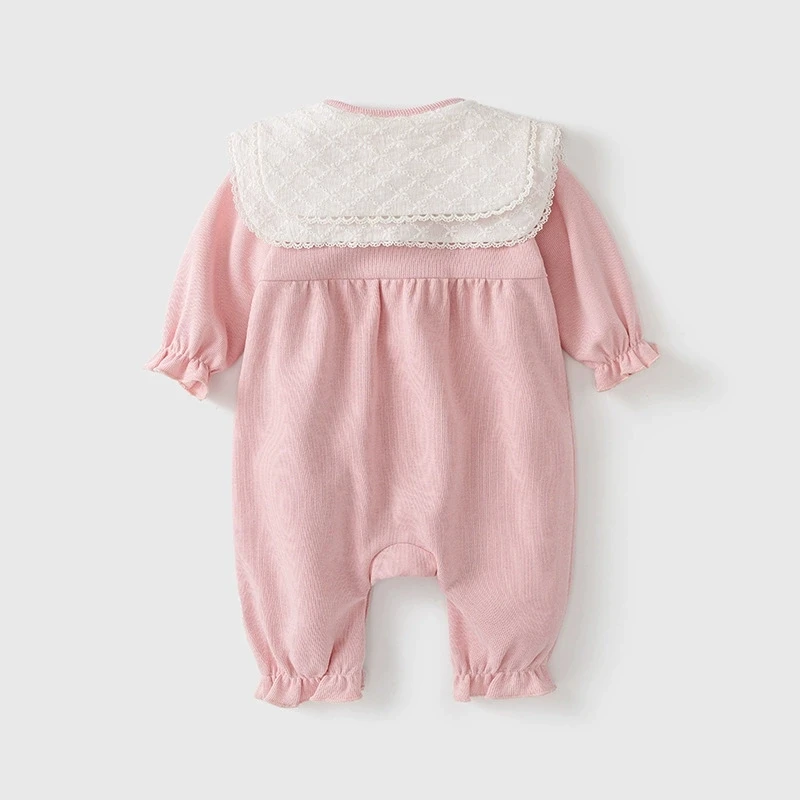 Conjunto de pelele con lazo y cuello de muñeca para niña entretiempo