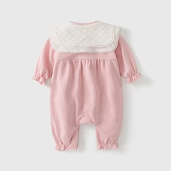 Conjunto de pelele con lazo y cuello de muñeca para niña entretiempo