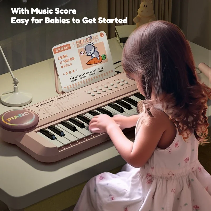 Teclado de piano infantil con micrófono y aprendizaje musical - imagen 3