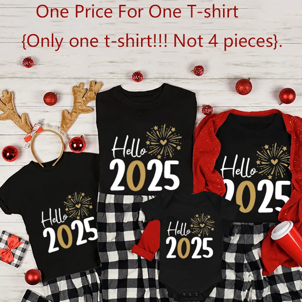 Conjunto Hello 2025 coordinar madre e hijo – Pelele y camiseta bebé - imagen 3