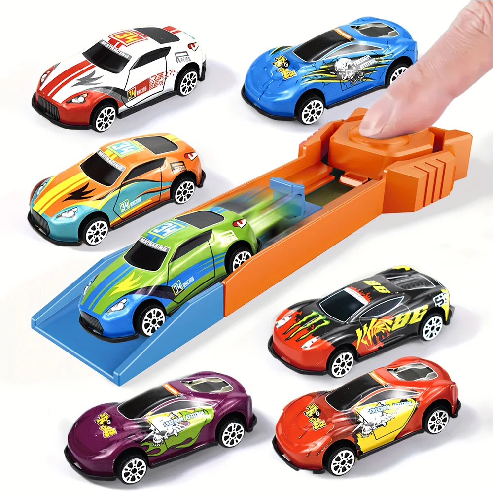 Pista de carreras metálica con mini lanzador infantil - imagen 5