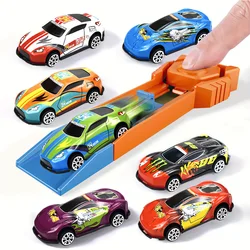 Pista de carreras metálica con mini lanzador infantil