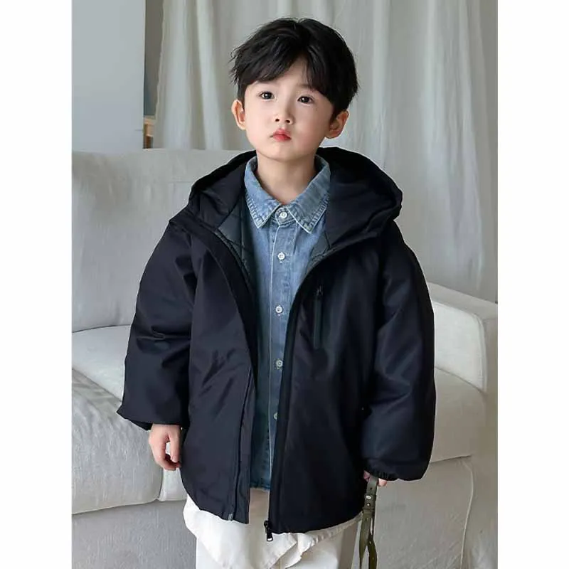 Abrigo de invierno para niños – Parka en algodón con capucha deportiva - imagen 5