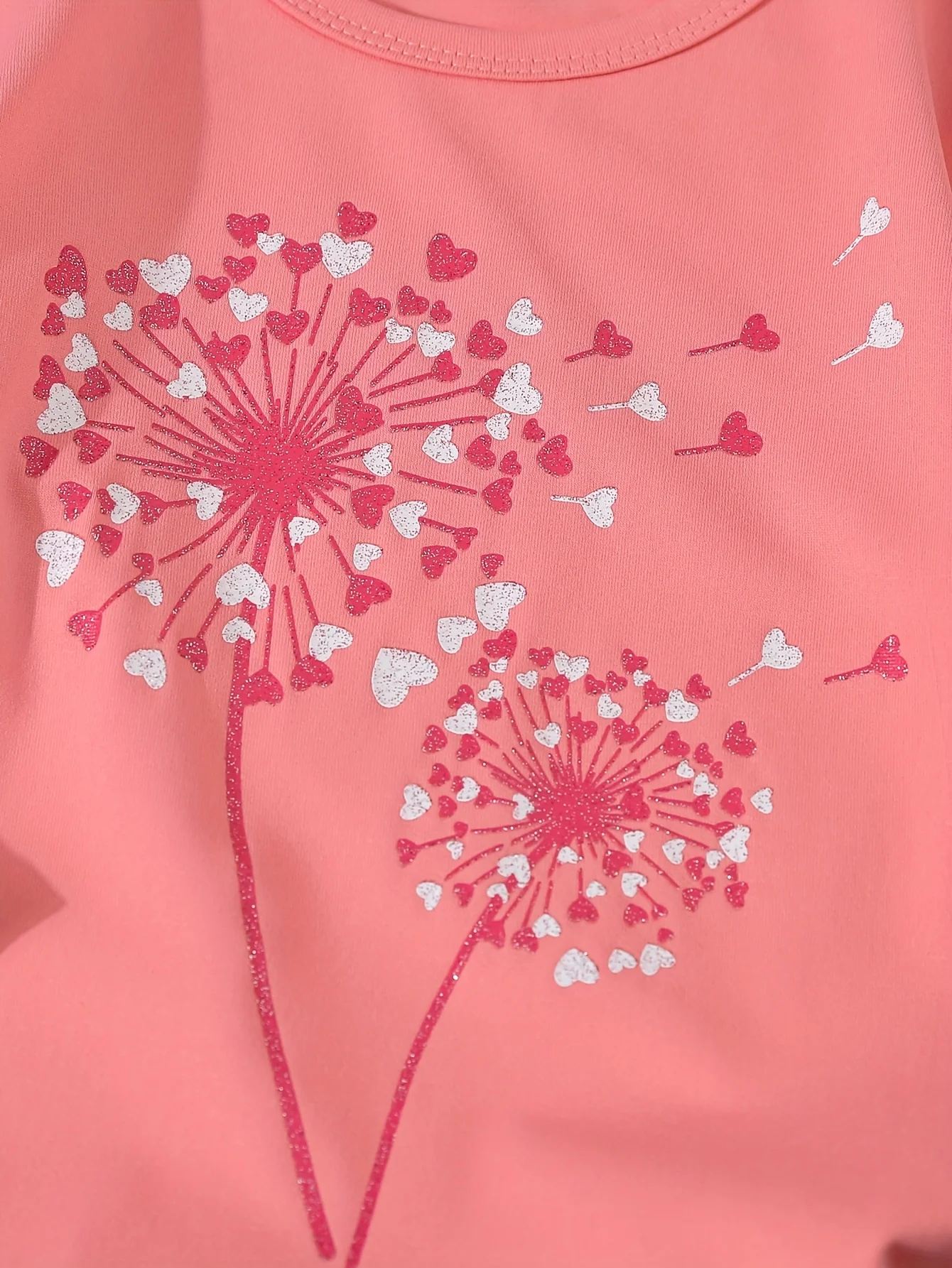Camiseta de verano para niñas con estampado de corazones y manga corta - imagen 5