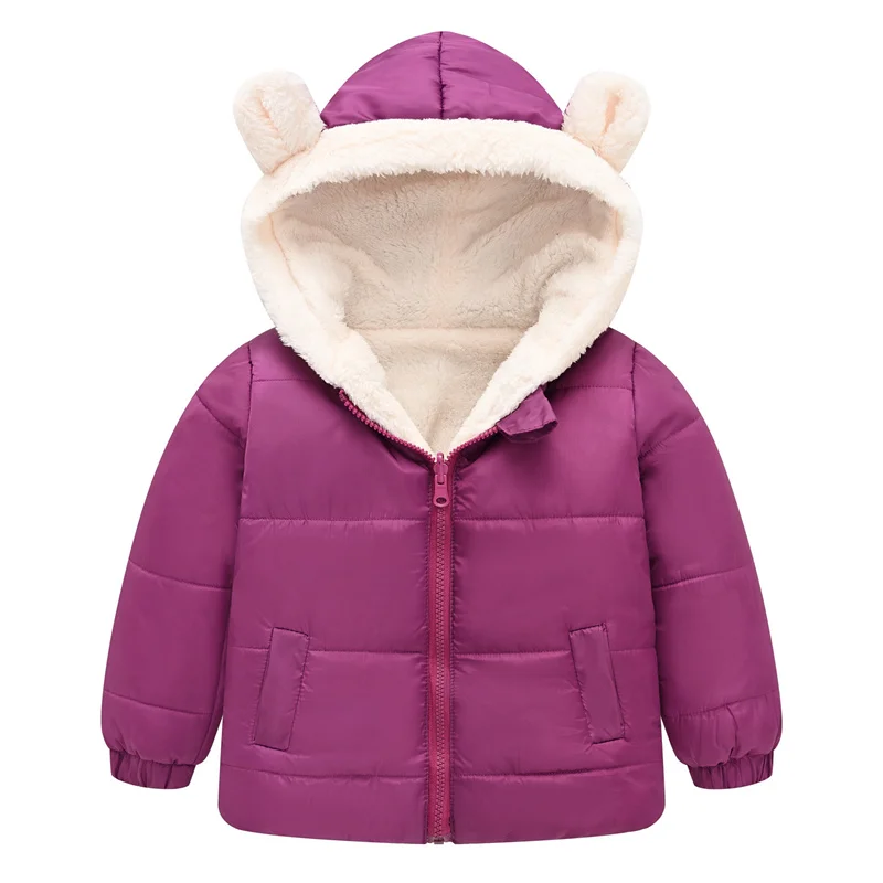 Parka de invierno con capucha de felpa para niños y niñas