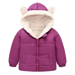 Parka de invierno con capucha de felpa para niños y niñas